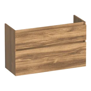 Brauer Delight Wavy washbasin cabinet shallow - 100x39x60 cm - 2 drawers handleless - 1 siphon recess - MFC - Honey