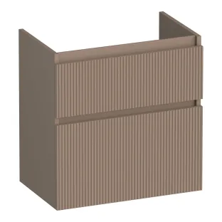 Brauer Delight Wavy washbasin cabinet shallow - 60x39x60 cm - 2 drawers handleless - 1 siphon recess - MDF lacquered - Matt Mocha