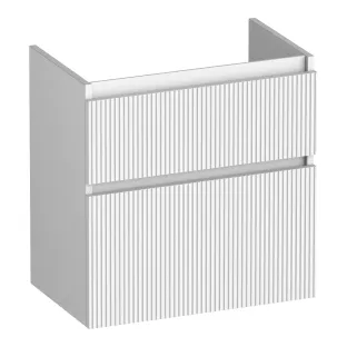 Brauer Delight Wavy washbasin cabinet shallow - 60x39x60 cm - 2 drawers handleless - 1 siphon recess - MDF lacquered - Matt White