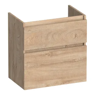 Brauer Delight Wavy washbasin cabinet shallow - 60x39x60 cm - 2 drawers handleless - 1 siphon recess - MFC - Forest Wheat