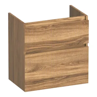 Brauer Delight Wavy washbasin cabinet shallow - 60x39x60 cm - 2 drawers handleless - 1 siphon recess - MFC - Honey