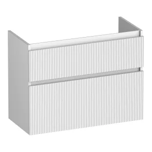 Brauer Delight Wavy washbasin cabinet shallow - 80x39x60 cm - 2 drawers handleless - 1 siphon recess - MDF lacquered - Matt White