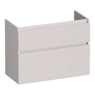 Brauer Delight Wavy washbasin cabinet shallow - 80x39x60 cm - 2 drawers handleless - 1 siphon recess - MDF lacquered - Matt Sand