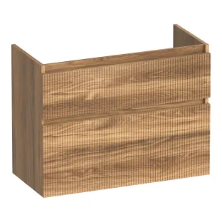 Brauer Delight Wavy washbasin cabinet shallow - 80x39x60 cm - 2 drawers handleless - 1 siphon recess - MFC - Honey