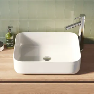 Brauer Dew wash basin - ceramic - rectangular rounded - 50x40 cm - gloss white