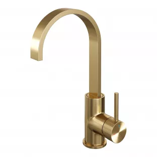 Brauer Edition high washbasin mixer - surface mounted - swivel - flat spout - Carving - brushed gold PVD