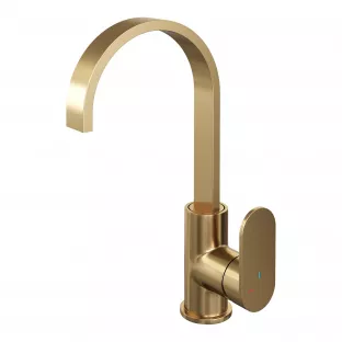 Brauer Edition high washbasin mixer - surface mounted - swivel - flat spout - model C - brushed gold PVD