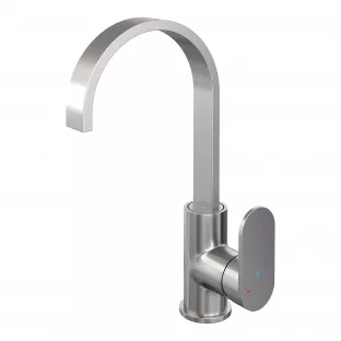 Brauer Edition high washbasin mixer - surface mounted - swivel - flat spout - model C - brushed stainless steel PVD