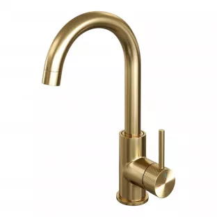 Brauer Edition high washbasin mixer - surface mounted - swivel - round spout - Carving - brushed gold PVD