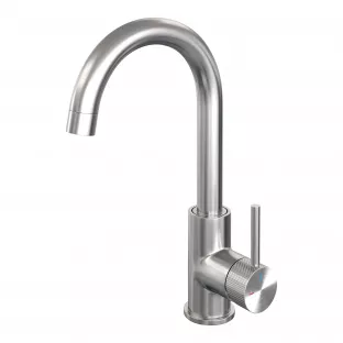 Brauer Edition high washbasin mixer - surface mounted - swivel - round spout - Carving - brushed stainless steel PVD