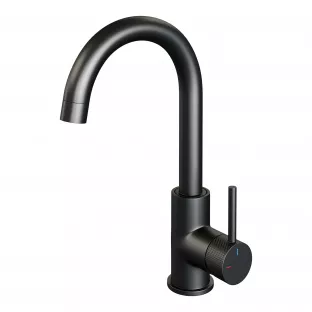 Brauer Edition high washbasin mixer - surface mounted - swivel - round spout - Carving - matt black