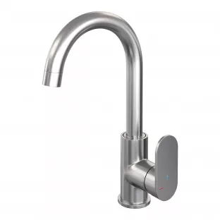 Brauer Edition high washbasin mixer - surface mounted - swivel - round spout - model C - brushed stainless steel PVD