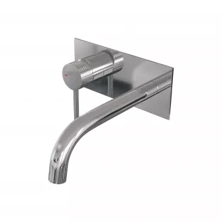 Brauer Edition built-in basin mixer - curved spout - cover plate - Carving - lever left - chrome