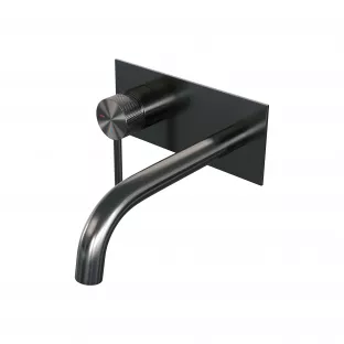 Brauer Edition built-in basin mixer - curved spout - cover plate - Carving - lever left - brushed gunmetal PVD