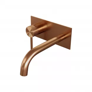 Brauer Edition built-in basin mixer - curved spout - cover plate - Carving - lever left - brushed copper PVD