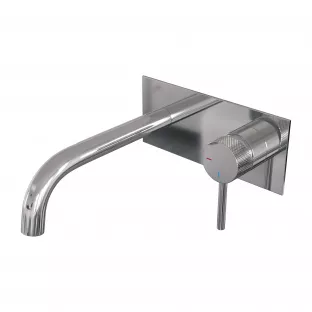 Brauer Edition built-in basin mixer - curved spout - cover plate - Carving - lever right - chrome