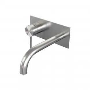 Brauer Edition built-in basin mixer - curved spout - cover plate - model A - lever left - brushed stainless steel PVD