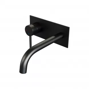 Brauer Edition built-in basin mixer - curved spout - cover plate - model A - lever left - matt black