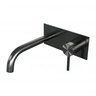 Brauer Edition built-in basin mixer - curved spout - cover plate - model A - lever right - brushed gunmetal PVD