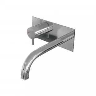 Brauer Edition built-in basin mixer - curved spout - cover plate - model B - lever left - chrome