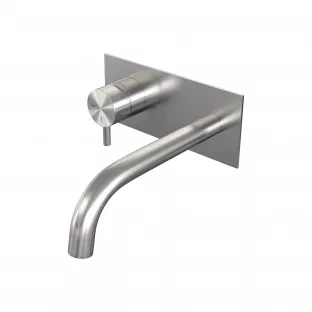 Brauer Edition built-in basin mixer - curved spout - cover plate - model B - lever left - brushed stainless steel PVD