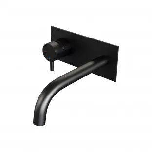 Brauer Edition built-in basin mixer - curved spout - cover plate - model B - lever left - matt black