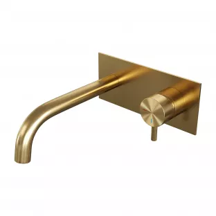 Brauer Edition built-in basin mixer - curved spout - cover plate - model B - lever right - brushed gold PVD