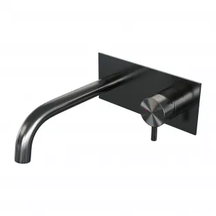 Brauer Edition built-in basin mixer - curved spout - cover plate - model B - lever right - brushed gunmetal PVD