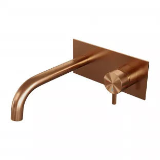 Brauer Edition built-in basin mixer - curved spout - cover plate - model B - lever right - brushed copper PVD