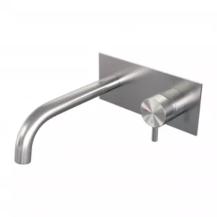 Brauer Edition built-in basin mixer - curved spout - cover plate - model B - lever right - brushed stainless steel PVD