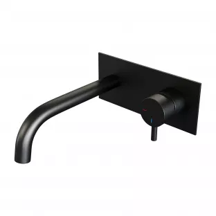 Brauer Edition built-in basin mixer - curved spout - cover plate - model B - lever right - matt black