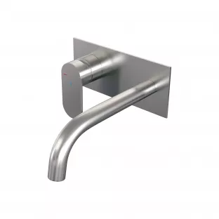 Brauer Edition built-in basin mixer - curved spout - cover plate - model C - lever left - brushed stainless steel PVD