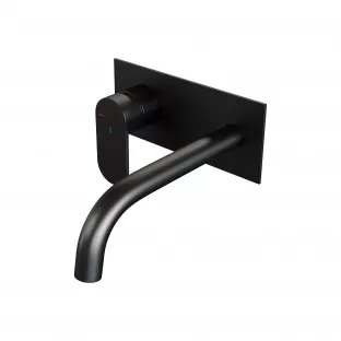 Brauer Edition built-in basin mixer - curved spout - cover plate - model C - lever left - matt black