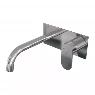 Brauer Edition built-in basin mixer - curved spout - cover plate - model C - lever right - chrome