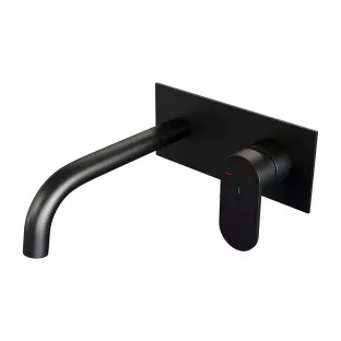 Brauer Edition built-in basin mixer - curved spout - cover plate - model C - lever right - matt black