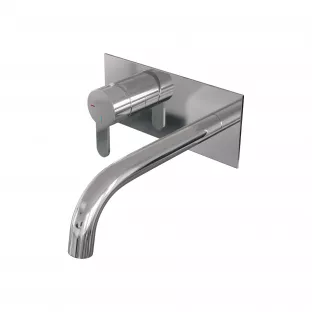 Brauer Edition built-in basin mixer - curved spout - cover plate - model D - lever left - chrome