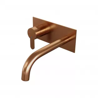 Brauer Edition built-in basin mixer - curved spout - cover plate - model D - lever left - brushed copper PVD