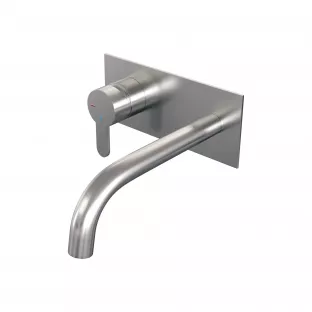 Brauer Edition built-in basin mixer - curved spout - cover plate - model D - lever left - brushed stainless steel PVD