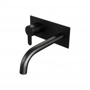 Brauer Edition built-in basin mixer - curved spout - cover plate - model D - lever left - matt black