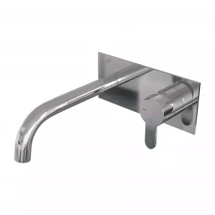 Brauer Edition built-in basin mixer - curved spout - cover plate - model D - lever right - chrome