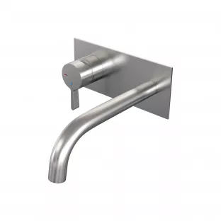 Brauer Edition built-in basin mixer - curved spout - cover plate - model E - lever left - brushed stainless steel PVD