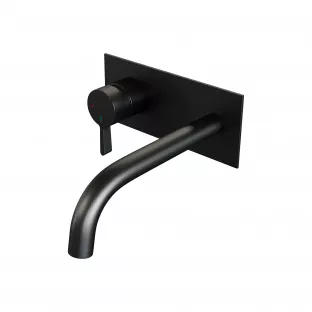 Brauer Edition built-in basin mixer - curved spout - cover plate - model E - lever left - matt black