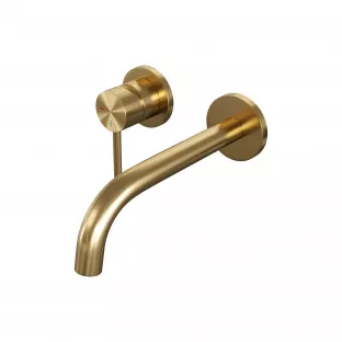 Brauer Edition built-in basin mixer - curved spout - rosettes - model A - lever left - brushed gold PVD