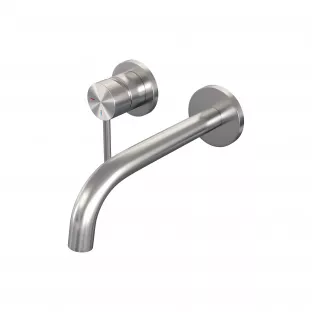 Brauer Edition built-in basin mixer - curved spout - rosettes - model A - lever left - brushed stainless steel PVD