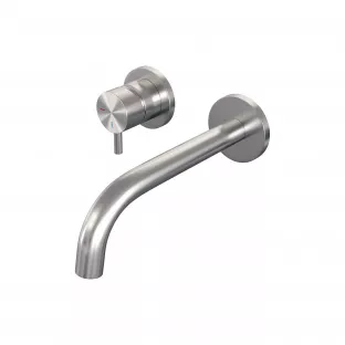 Brauer Edition built-in basin mixer - curved spout - rosettes - model B - lever left - brushed stainless steel PVD