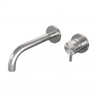 Brauer Edition built-in basin mixer - curved spout - rosettes - model B - lever right - brushed stainless steel PVD