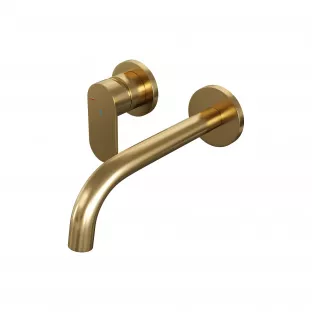 Brauer Edition built-in basin mixer - curved spout - rosettes - model C - lever left - brushed gold PVD