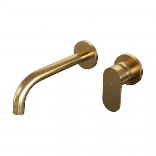 Brauer Edition built-in basin mixer - curved spout - rosettes - model C - lever right - brushed gold PVD