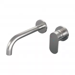 Brauer Edition built-in basin mixer - curved spout - rosettes - model C - lever right - brushed stainless steel PVD