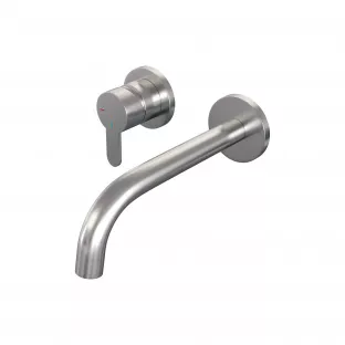 Brauer Edition built-in basin mixer - curved spout - rosettes - model D - lever left - brushed stainless steel PVD